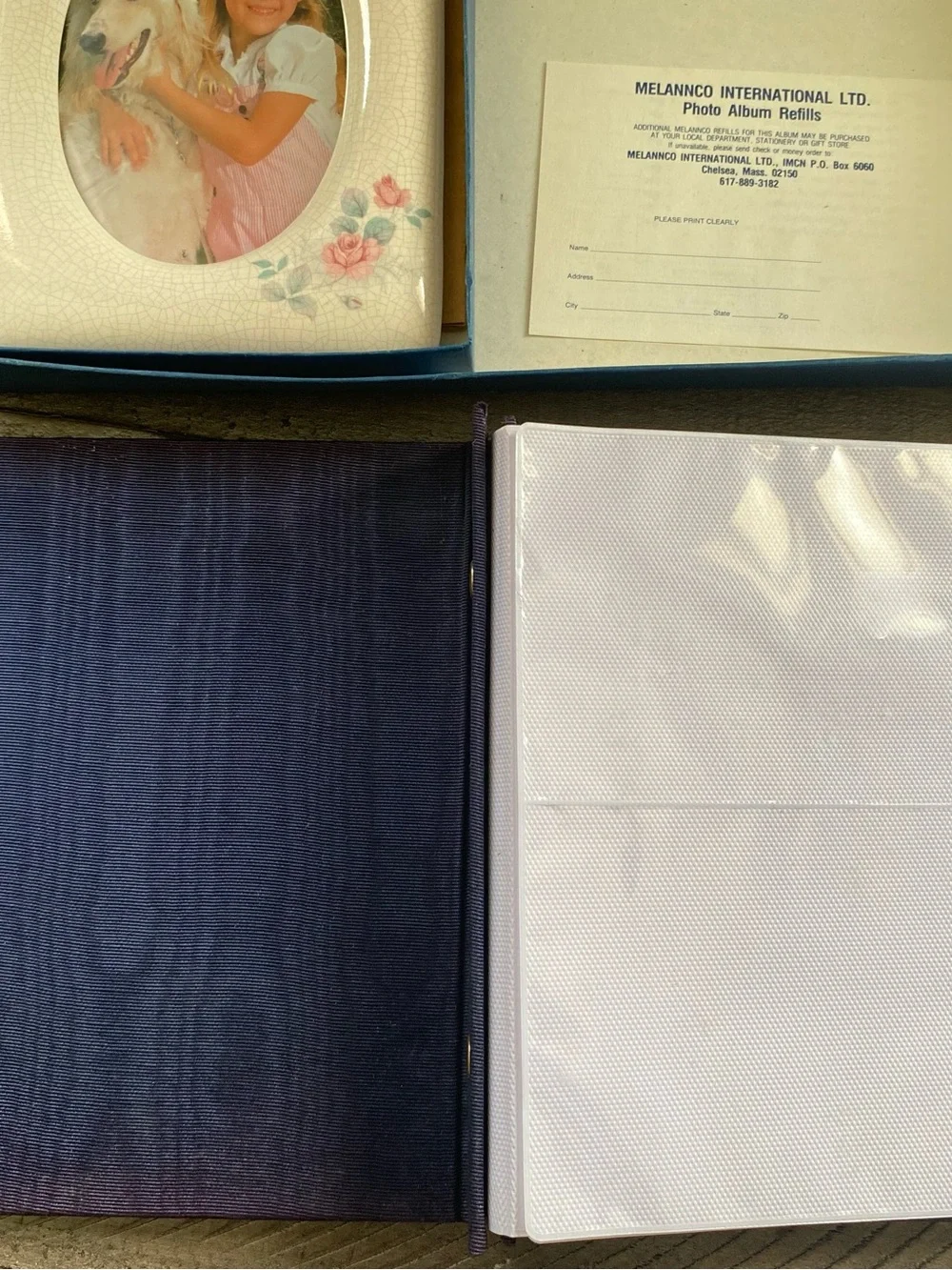 Vintage Melannco Floral Crackle Glaze Picture Frame & Photo Album Cottage Granny